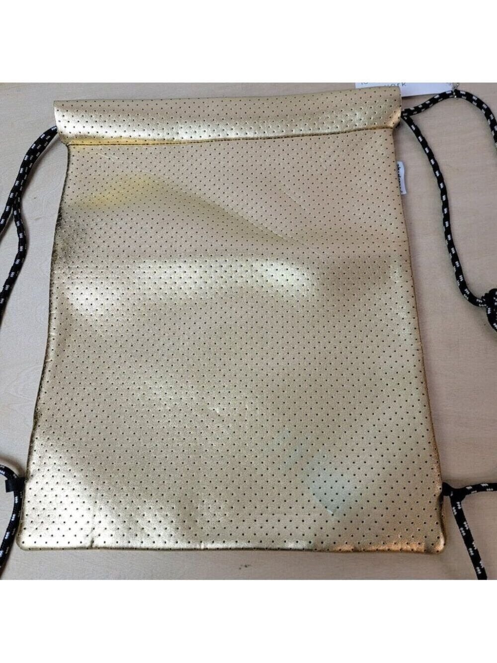 ah dorned new york Gold Neoprene Drawstring Tote Bag - New with Tag - See Notes - Picture 7 of 12
